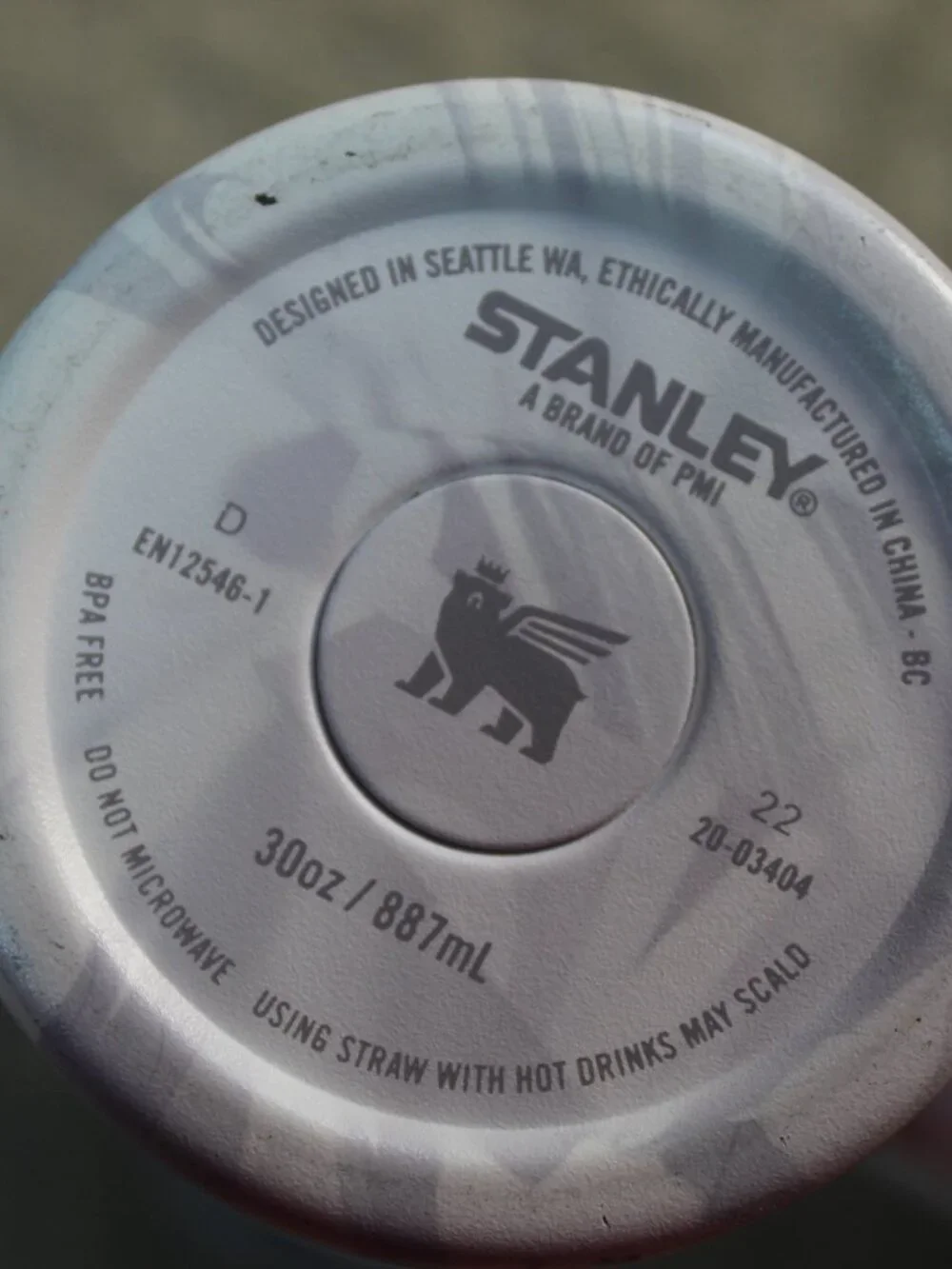 Set of 2 Stanley 30 Oz. Quencher Tumbler Polar Swirl Grey Marble & Grey (1 Lid)